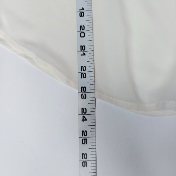 Bisou Bisou Off White Sheer Hidden Button Flowy Front Pockets Blouse Top Size XL - Picture 5 of 8